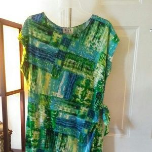 Blue and Green Wrap Dress